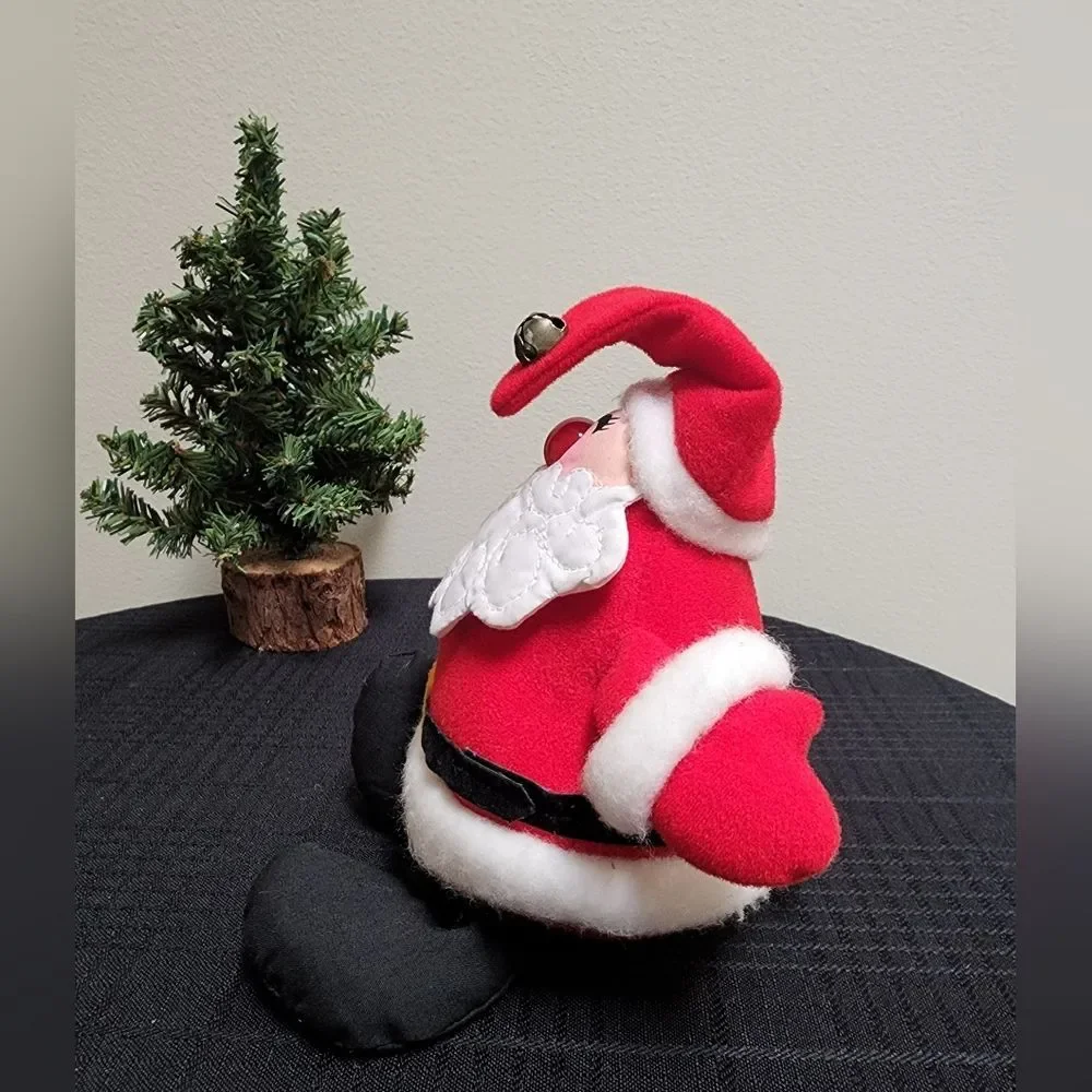 1982 Hallmark Santa Claus Felt Plush with Bean Bag Bottom & Legs